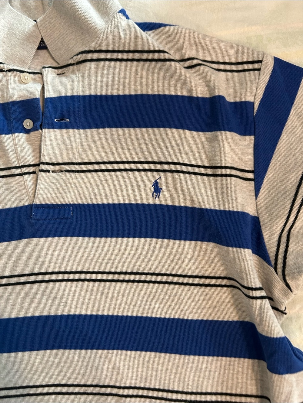 Ralph Lauren Golf Blue & Gray Striped Polo Shirt Tiburon Naples M